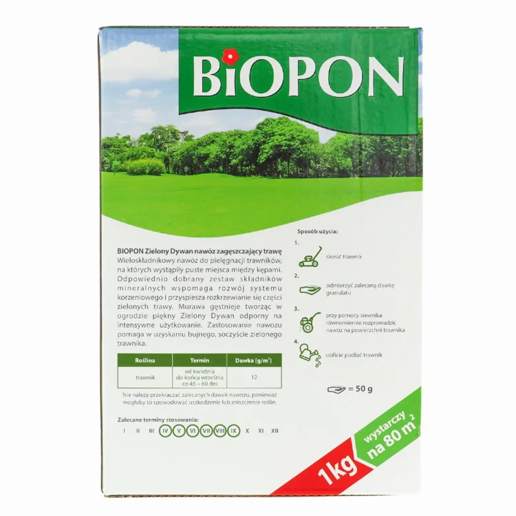 Biopon Zielony Dywan - nawoz zageszczajacy do trawnikow 1kg