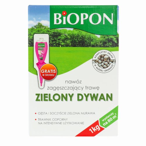 Biopon Zielony Dywan - nawoz zageszczajacy do trawnikow 1kg